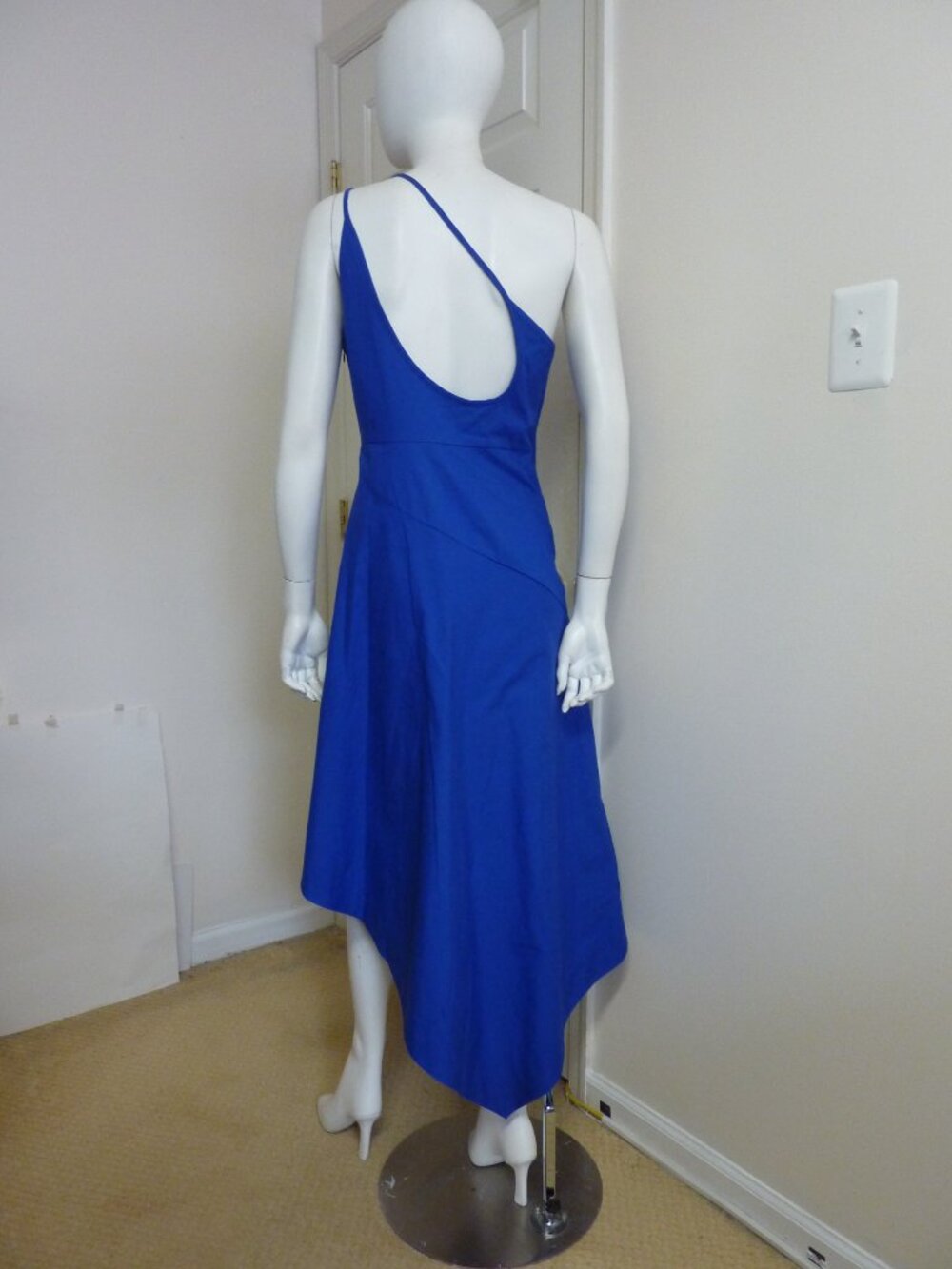 Anthropologie Blue Asymmetric Midi Dress with Yellow Floral Applique - Picture 8 of 8